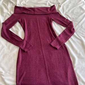 Express Cranberry Off the Shoulder Bodycon Midi Dress
